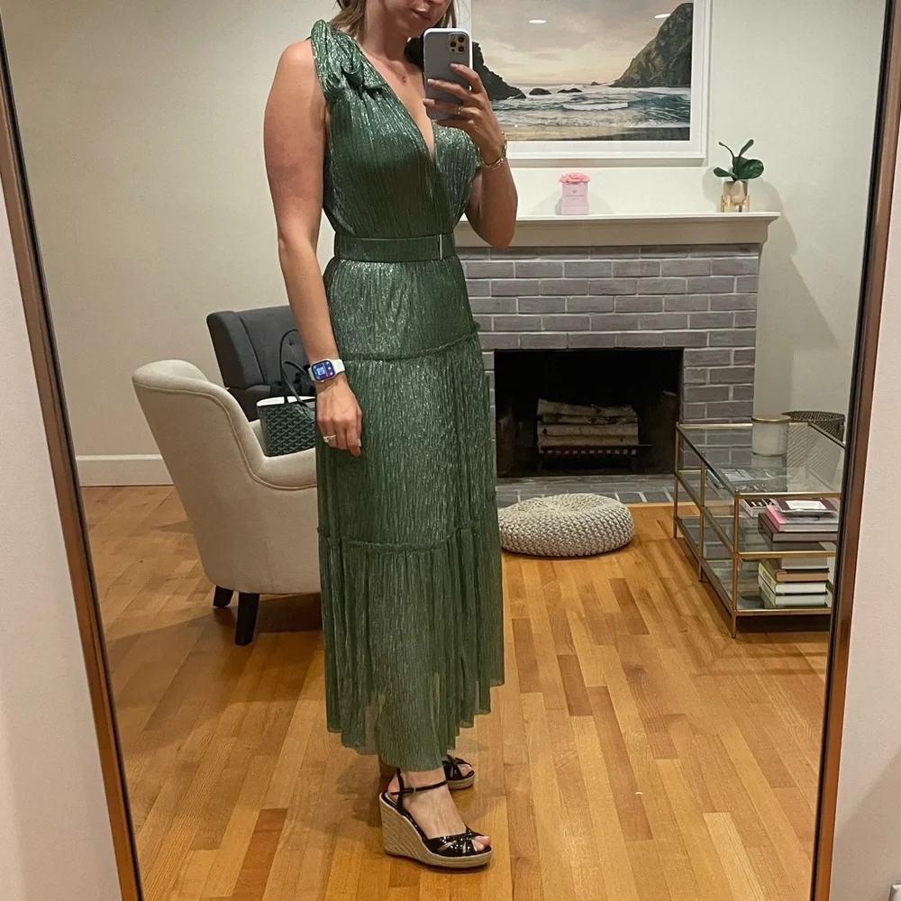 Sabina Musayev Helena Metallic Green Gown, size M - Picture 5 of 6